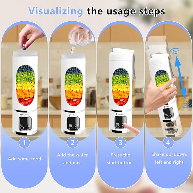 Portable 6-Blade USB Rechargeable Juicer Blender